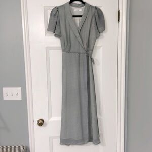 Black and white check wrap dress